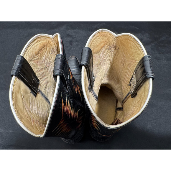 Nocona Vtg Pointed Toe Western Cowboy Boots Mens sz 9 D Black Colorful Stitching main image 14